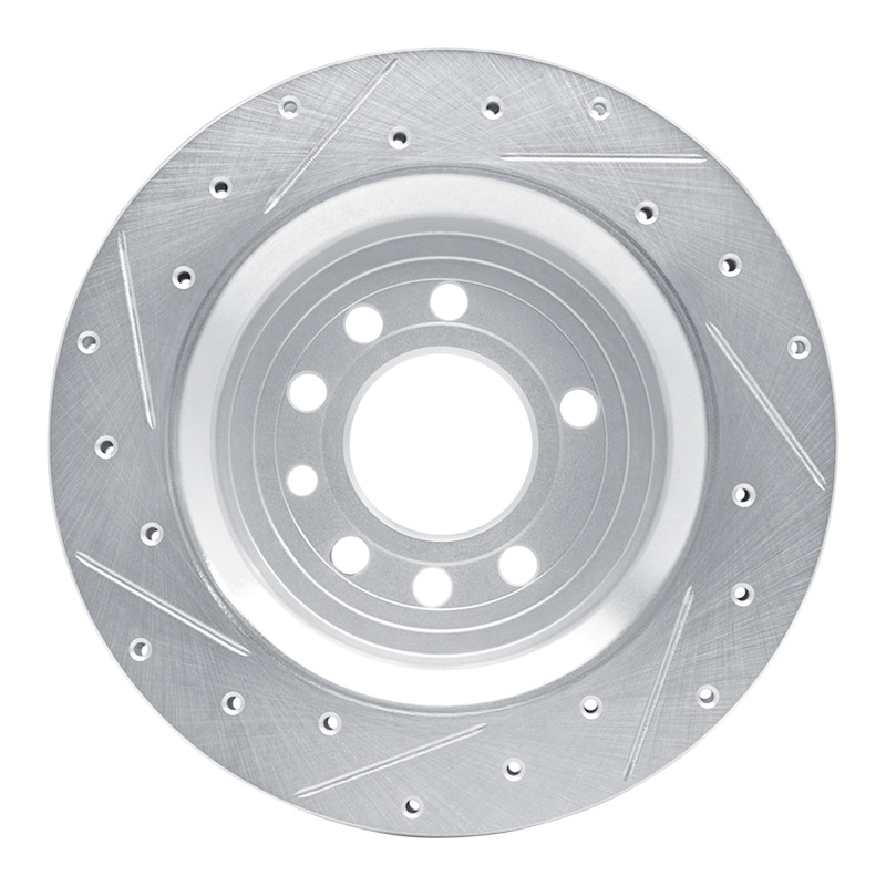 Saab 9-3 Brake Rotor (1) - Rear Right - R1 Concepts - Drilled & Slotted - Silver - `08-`11